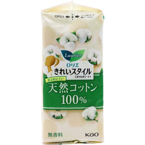 花王 ロリエ きれいスタイル おりものシート 天然コットン100% 無香料 54個