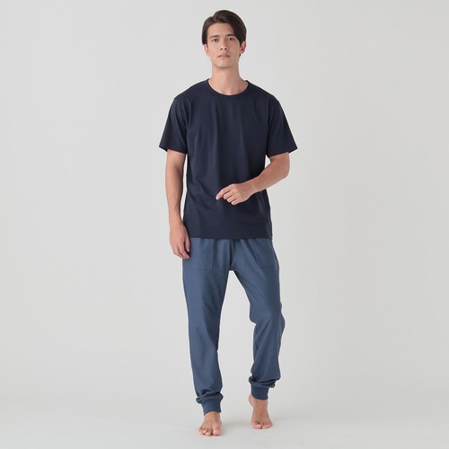 PEACE FIT(ピースフィット) SilkyFACT コットン 半袖クルーネックTシャツ 紳士 ネイビー L トップバリュ