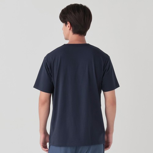 PEACE FIT(ピースフィット) SilkyFACT コットン 半袖クルーネックTシャツ 紳士 ネイビー M トップバリュ