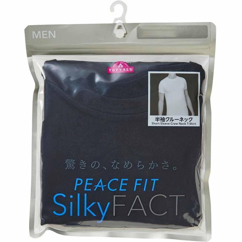 PEACE FIT SilkyFact 紳士 半袖クルーネックシャツ Mクロ トップバリュ