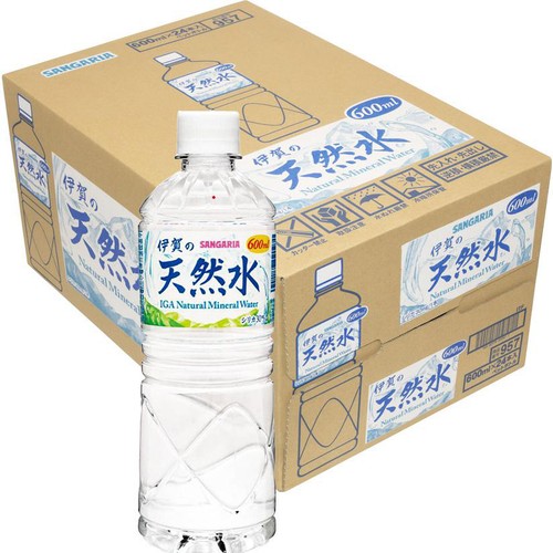 サンガリア 伊賀の天然水 1ケース 600ml x 24本