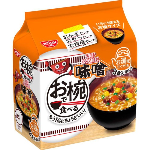 日清食品 お椀で食べるカップヌードル味噌 3食入 102g