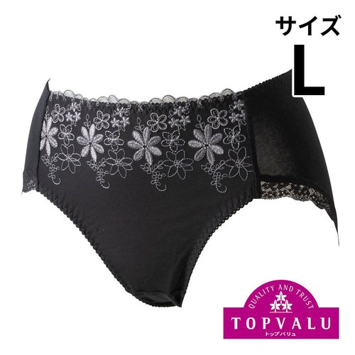 ショーツクローゼット 綿混レースデザイン ふつう 婦人 クロ L トップ