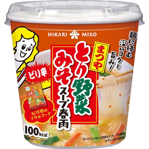 ひかり味噌 まつや とり野菜みそ スープ春雨 ピリ辛 カップ 37.6g