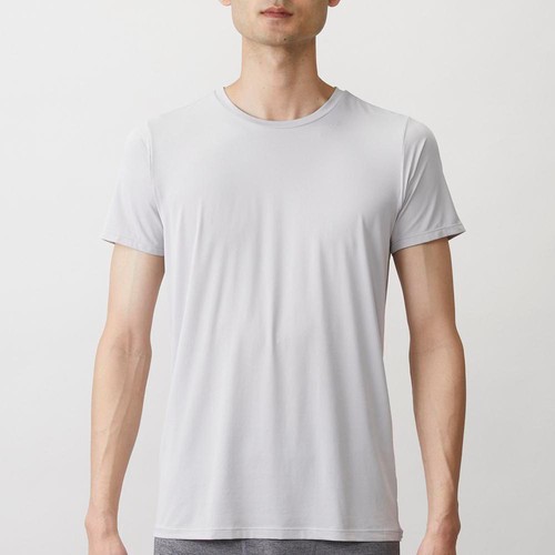 PEACE FIT(ピースフィット) SilkyFACT 半袖クルーネックシャツ 紳士 グレー M トップバリュ