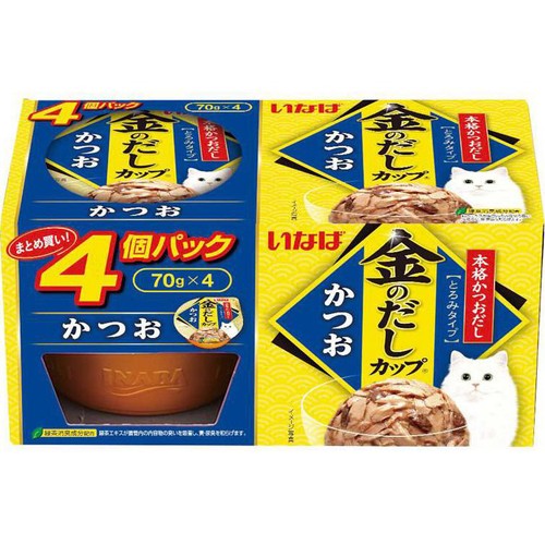【ペット用】 いなば 金のだしカップ かつお 本格かつおだし とろみタイプ 70g x 4個