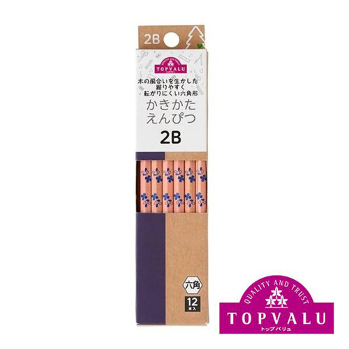 六角かきかたえんぴつ2B 木目 ダース 12本入り トップバリュ Green