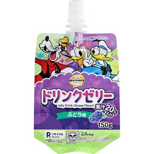 ディズニー 果汁20% ドリンクゼリー ぶどう味 150g トップバリュベストプライス
