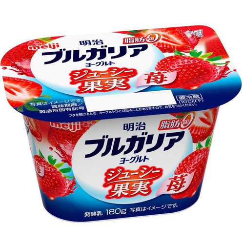 明治 ブルガリアヨーグルト脂肪0 ジューシー果実 苺 180g Green Beans