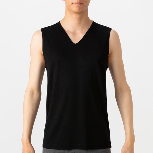 PEACE FIT(ピースフィット) COOL スリーブレス Vネックシャツ 紳士 クロ XL トップバリュ