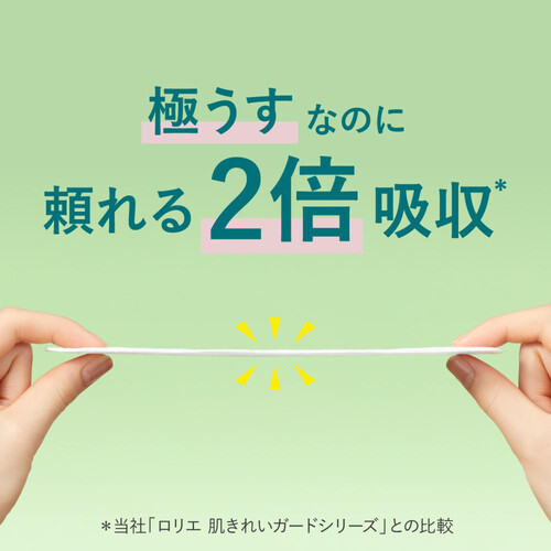 花王 ロリエ スリムガード 天然コットン100% 無香料 特に多い昼用 羽つき 25cm 18個