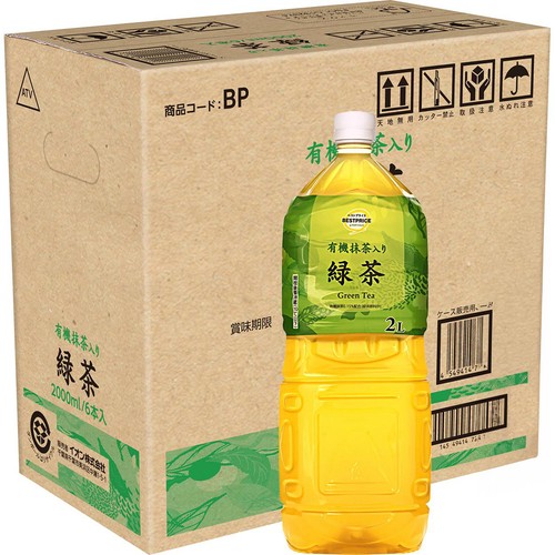 有機抹茶入り 緑茶 1ケース 2000ml x 6本 トップバリュベストプライス