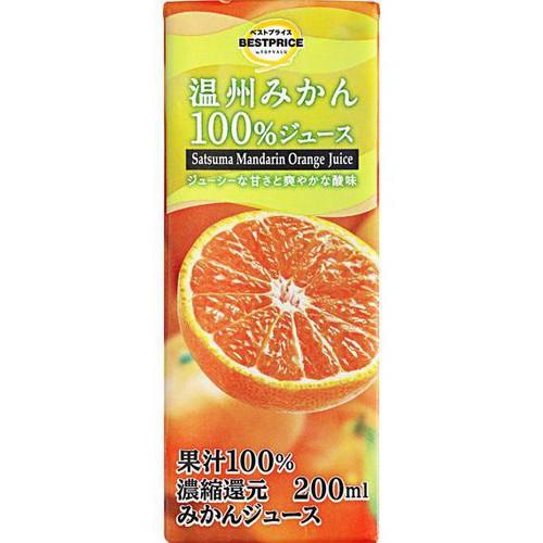 温州みかん100%ジュース 200ml トップバリュベストプライス Green