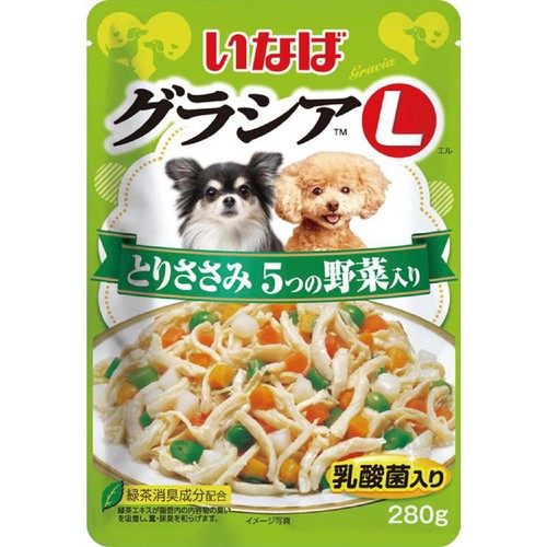 【ペット用】 いなば グラシアL とりささみ 5つの野菜入り 乳酸菌入り 280g