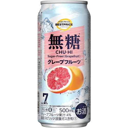 無糖グレープフルーツ 1ケース 500ml x 24本 トップバリュベストプライス