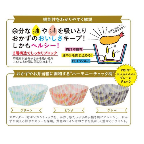 サンナップ スイトール 油を吸いとるおかずカップ ハーモニーチェック 四角タイプ 15枚