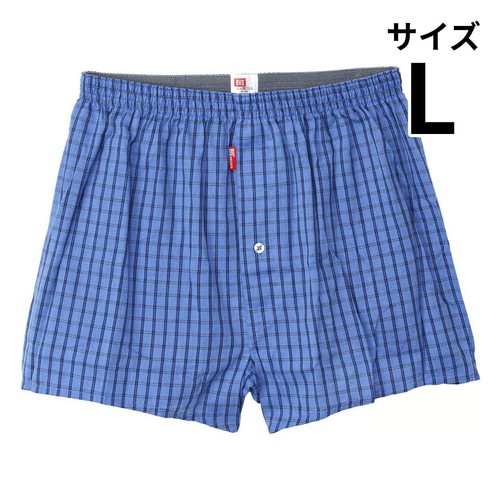 B.V.D. パナマ織りトランクス チェック柄 L ブルー