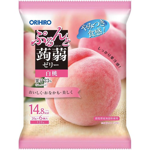 オリヒロ ぷるんと蒟蒻ゼリー パウチ 白桃 6個 Green Beans | グリーン