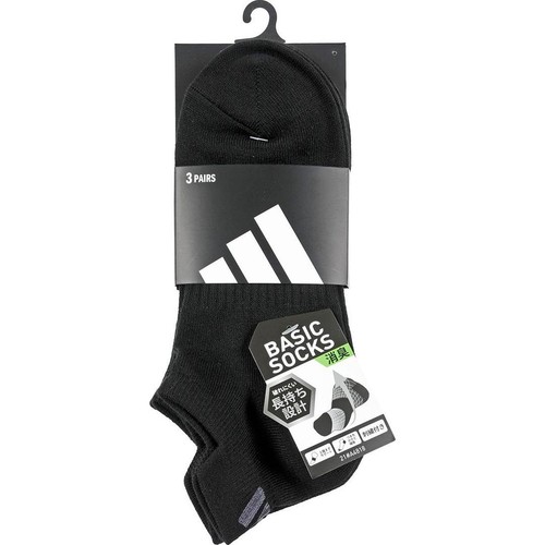 アディダス adidas BASIC スクールソックス スニーカー丈 3足組 ブラック 26-28cm
