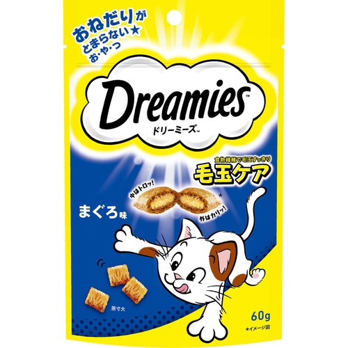 【ペット用】 マースジャパン ドリーミーズ まぐろ味 毛玉ケア 中はトロッ！外はカリッ！ 60g