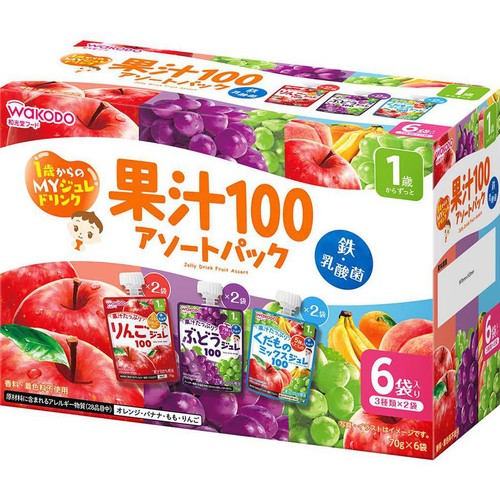 和光堂 1歳からのMYジュレドリンク果汁100アソートパック6袋入り 70g x 6袋