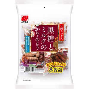 かりんとう　3/4 三幸製菓 黒糖とミルクのかりんとう 8袋詰 176g Green Beans