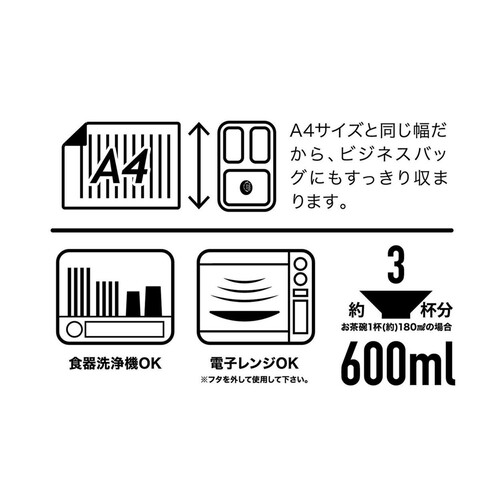 シービージャパン 薄型弁当箱 フードマン600 食洗機・電子レンジOK クリアベリーピンク 600ml