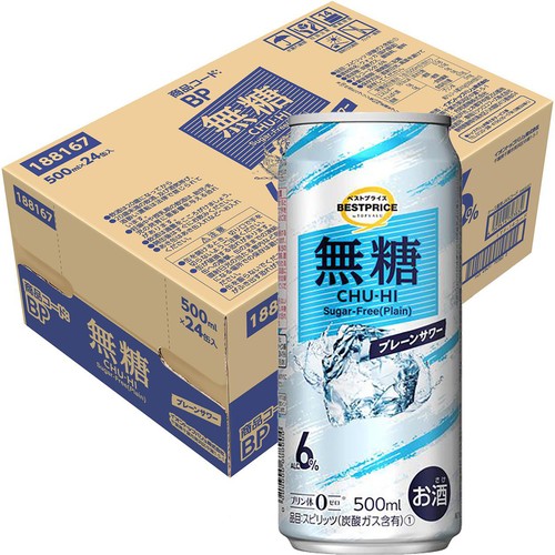 無糖プレーンサワー 1ケース 500ml x 24本 トップバリュベストプライス