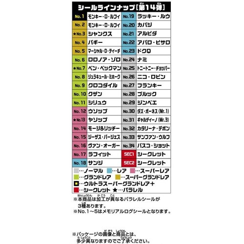 バンダイ にふぉるめーしょん ワンピース大海賊シールウエハースLOG.14 1枚入