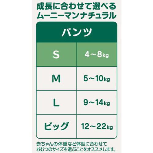 ユニ・チャーム ムーニーマンナチュラル S(4～8kg) 50枚