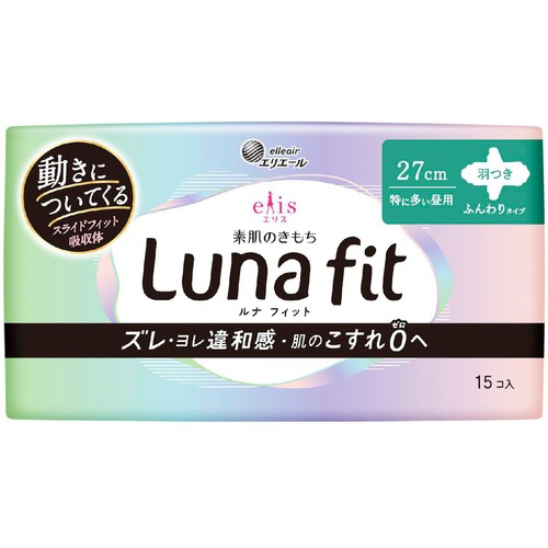 大王製紙 エリス ルナフィット ふんわりタイプ 特に多い昼用 羽つき 27cm 15個