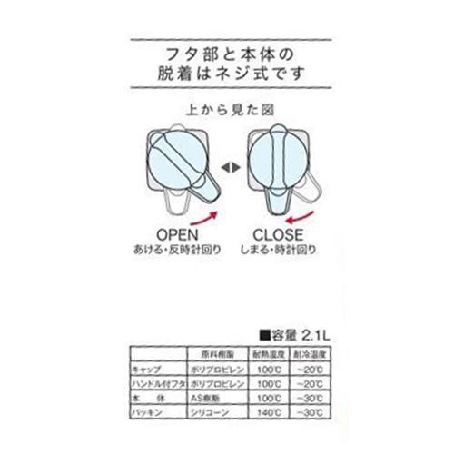 岩崎工業 スクエアピッチャー2.1L 冷水筒 日本製 K1298