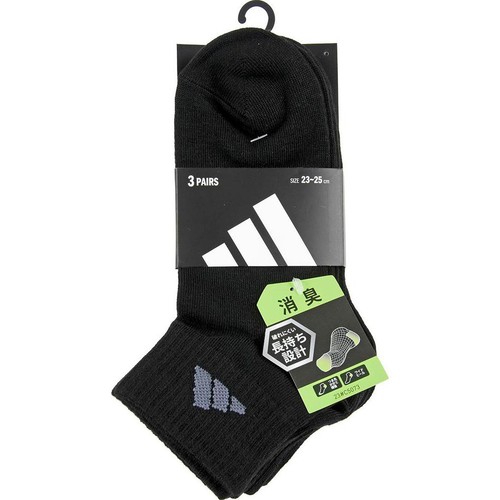 アディダス adidas DEO 消臭 ショート丈 3足組 ブラック 23-25cm