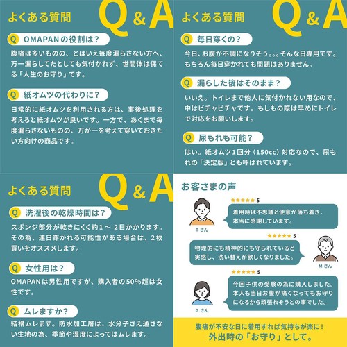 OMAPAN うんちをチビったら困る日に穿くお守りパンツ Mサイズ 1枚