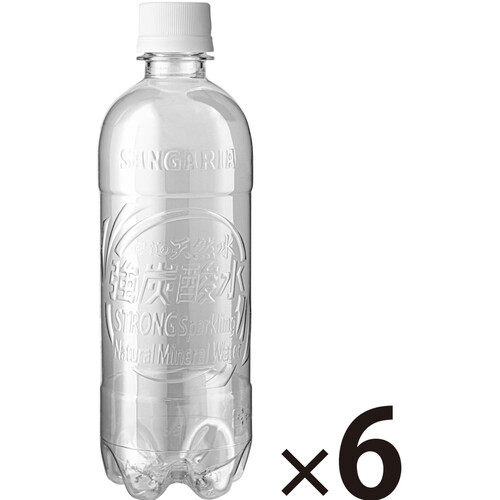 サンガリア 伊賀の天然水強炭酸水 ラベルレス 500ml x 6本 Green