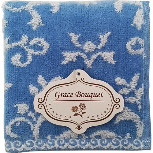 林 無撚糸 グレースアラベスクタオルハンカチ ネイビー 約25 x 25cm