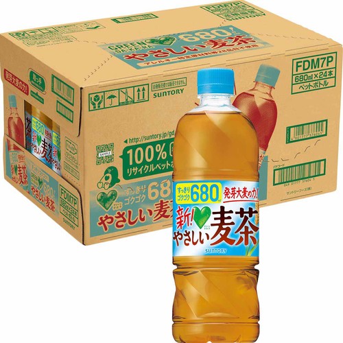 サントリー GREENDAKARAやさしい麦茶 1ケース 680ml x 24本