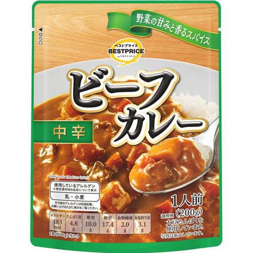 ビーフカレー中辛 200g トップバリュベストプライス