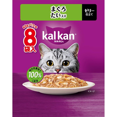 【ペット用】 マースジャパン カルカン ゼリー仕立て まぐろ たい入り 60g x 8袋入