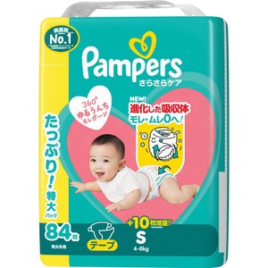 P&G パンパースさらさらケア テープ S(4～8kg) 84枚 Green Beans