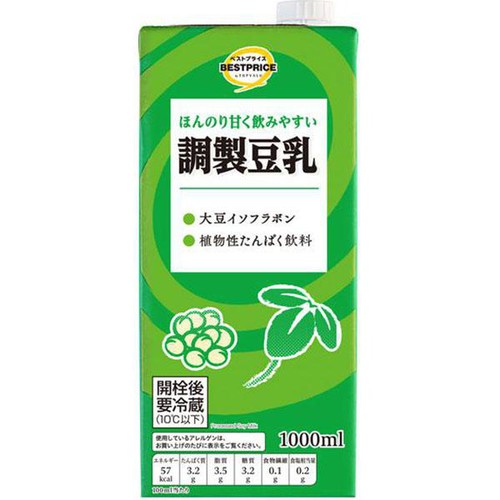 調製豆乳 1000ml トップバリュベストプライス