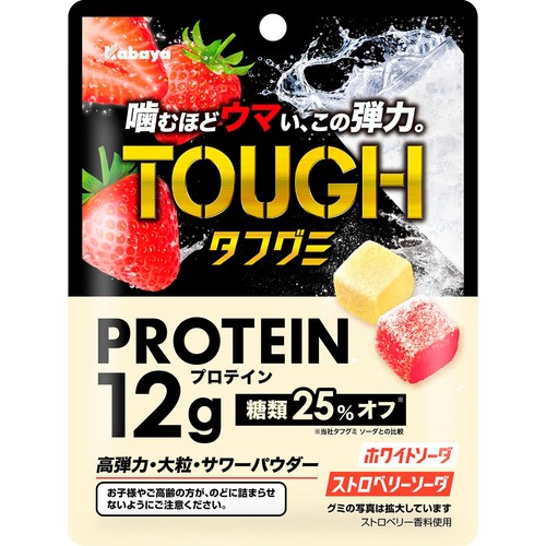 カバヤ食品 タフグミ PROTEIN ホワイトソーダ&ストロベリーソーダ 80g