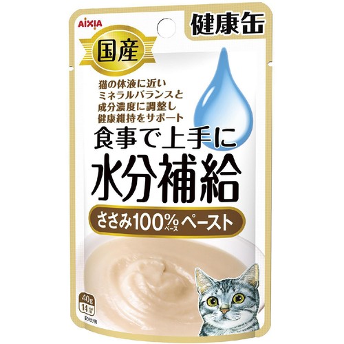 【ペット用】 アイシア 国産健康缶パウチ 食事で上手に水分補給 ささみ100%ペースト 40g