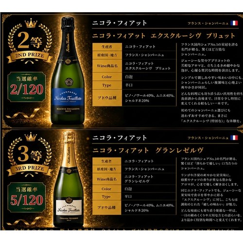 【数量限定】 特賞は憧れのパルム・ドール!辛口スパークリングワインくじ 750ml