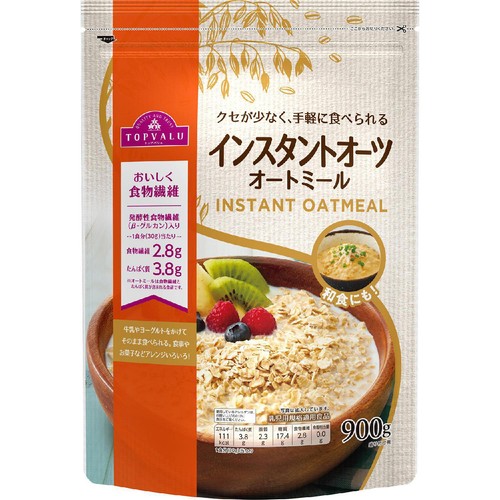くせが少なく、手軽に食べられるオートミール 900g トップバリュ Green