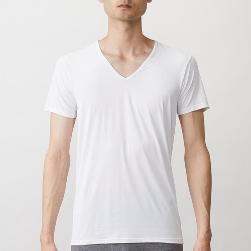 PEACE FIT SilkyFact 紳士 半袖Vネックシャツ XLシロ トップバリュ