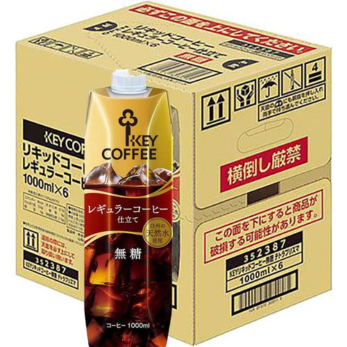 キーコーヒー リキッドコーヒー無糖 1ケース 1000ml x 6本