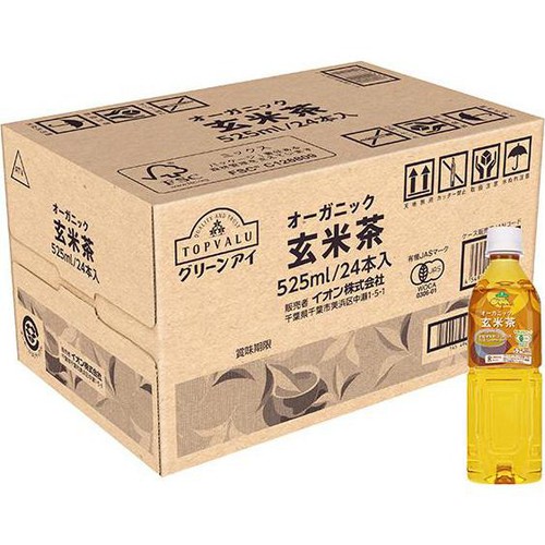 りゆ出品 オーガニック 玄米茶＜ケース＞ 525ml x 24本 トップバリュ グリーン