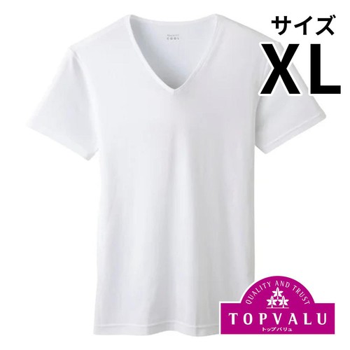PEACE FIT(ピースフィット)COOL コットン 半袖Vネックシャツ 紳士 シロ XL トップバリュ