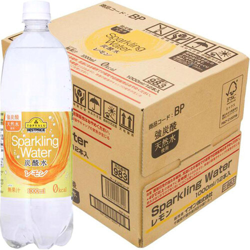 SparklingWater 炭酸水レモン 1ケース 1000ml x 12本 トップバリュベストプライス